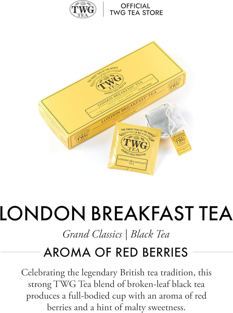 TWG Tea London Breakfast Tea - Black Tea with Cocoa Pod - 15 Hand Sewn Cotton Teabags - Image 3